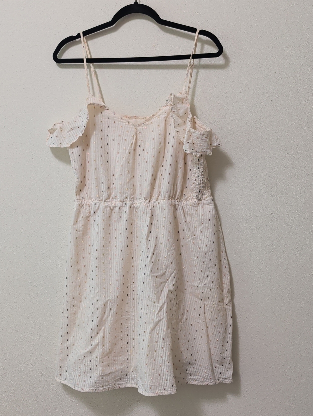 a new day Cream Eyelet Cold-Shoulder Mini Dress